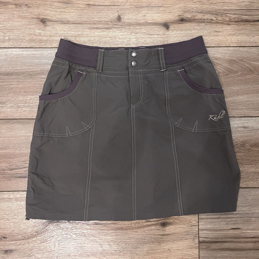 Kuhl Skirt Women's 4 Brown Stretch Nylon Hiking Outdoor Pockets Summer Travel